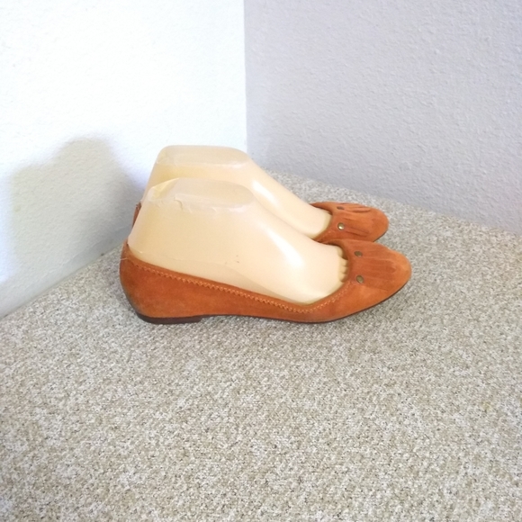 Burberry Orange Suede Flat Shoes - Picture 1 of 8